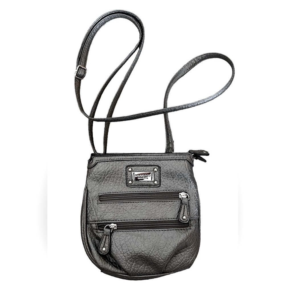 Crossbody Metallic Gray Rossetti Purse Women 7.5" x 7.5" w/Adj. Strap 58" NWOT